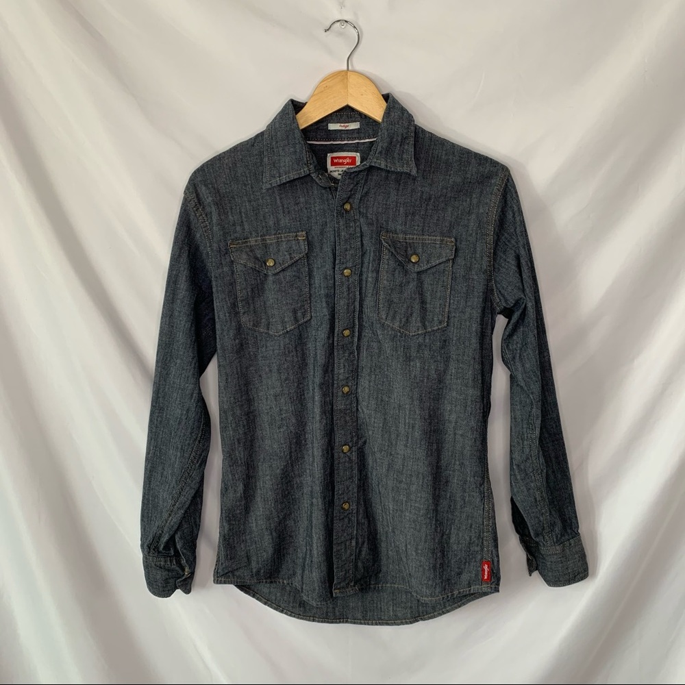 Wrangler Indigo Men’s Denim Pearl Snap Sz Medium